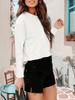 Women's Drop Shoulder Long Sleeve Crop Top Crew Neck Loose Casual Tee