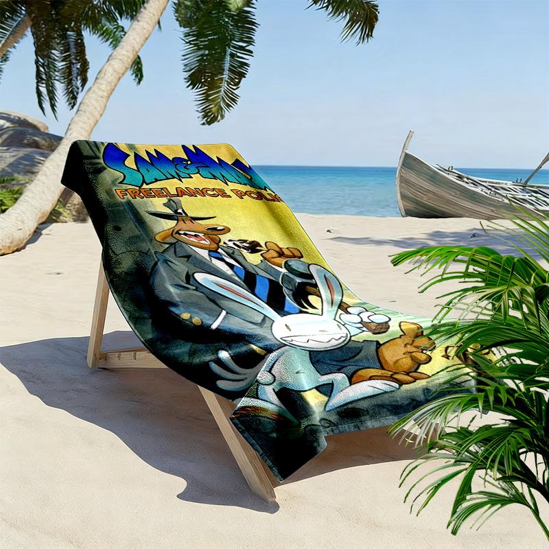Sam & Max: Freelance Police 2D Flat Print Beach Towel, Large Soft Quick Dry Towel for Beach Camping SwimmingXSTJ0915473