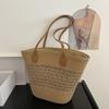 Popular vacation style woven big bag women's new fashion versatile commuter straw bag tote bag