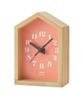 Mini Wooden House Clock, Pink, BCA027-SMPK, Perfect for Children's Rooms, Scandinavian Style, Compact, Stylish, Simple Design for Home Decor