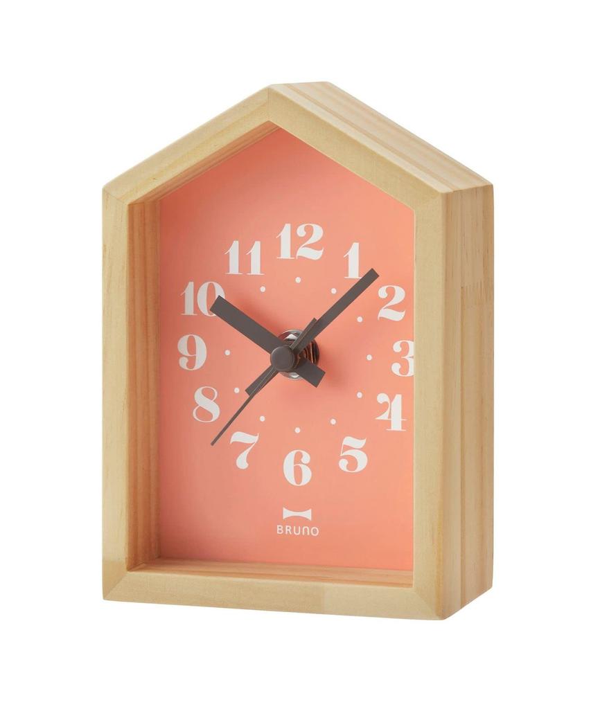 BRUNO Mini Wooden House Clock, Pink, BCA027-SMPK, Perfect for Children's Rooms, Scandinavian Style, Compact, Stylish, Simple Design for Home Decor