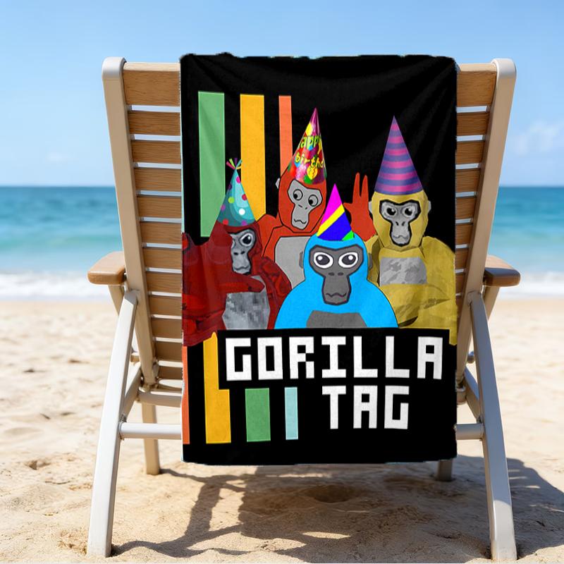 proof beach towel with a Gorilla Tag pattern - soft,absorbent,quick-drying,machine washable - perfect for swimming,camping,bathing