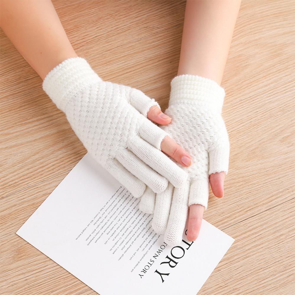 Korean Version of Male Touch Screen Gloves Winter Female Ins Cute Warm and Velvet Winter Student Riding Wool Five Fingers