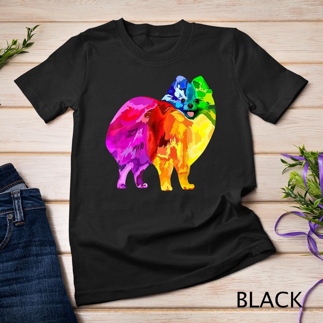 Dog Lover Gifts Pomeranian For Women Colorful Pomeranian Men Unisex T-Shirt Mens Womens Tees Top S