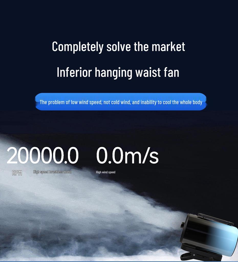High-Speed Multi-Functional Rechargeable Clip-On Fan: Waist, Neck, Handheld, Umbrella, or Desktop Use