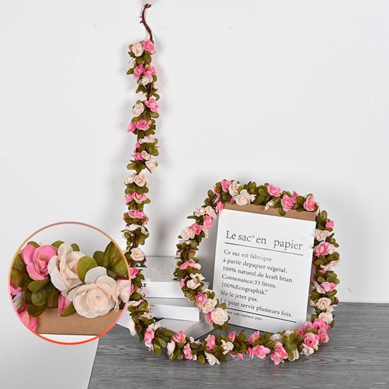 94.5 Inch Artificial Rose Flower Garland Faux Hanging Rose Vine Fake Spring Floral Ivy Garland for Wall Backdrop Wedding Arch Party Background Fence