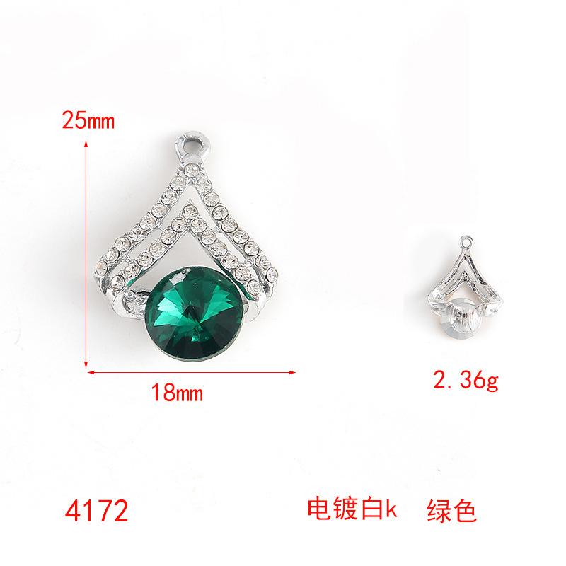 Color Transparent Rhinestone Diy Alloy Jewelry Accessories Diamond-Set Heart Bracelet Necklace Pendant Love Pendant