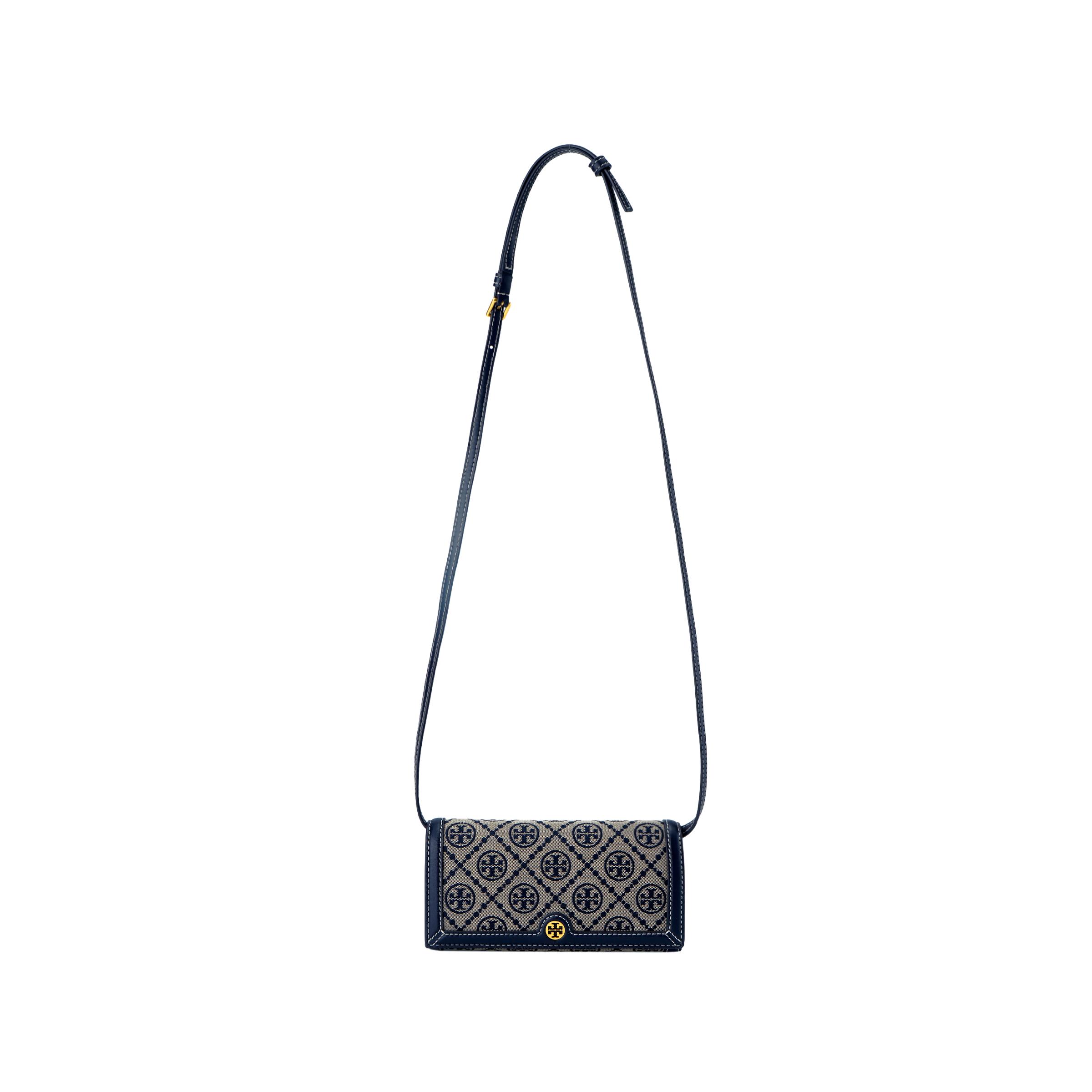 

Tory Burch T Monogram Jacquard Woven Leather And Fabric Shoulder Bag Women Shoulder Bag Navy-Blue 135846-405 Basic Set (Bag+Dust Bag)