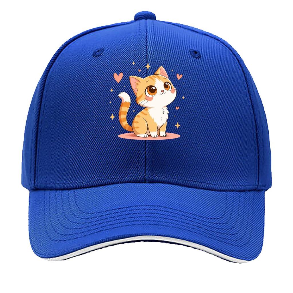 Cute Orange White Kitten Heart Stars Cartoon Sandwich Baseball Cap Unisex Women Sun Cap Outdoor Workouts Hat