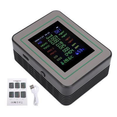 Monitor jakości powietrza 12 w 1 z 2,8-calowym kolorowym ekranem, wykrywa HCHO, TVOC, PM2.5, PM10, CO, CO₂, temperaturę i