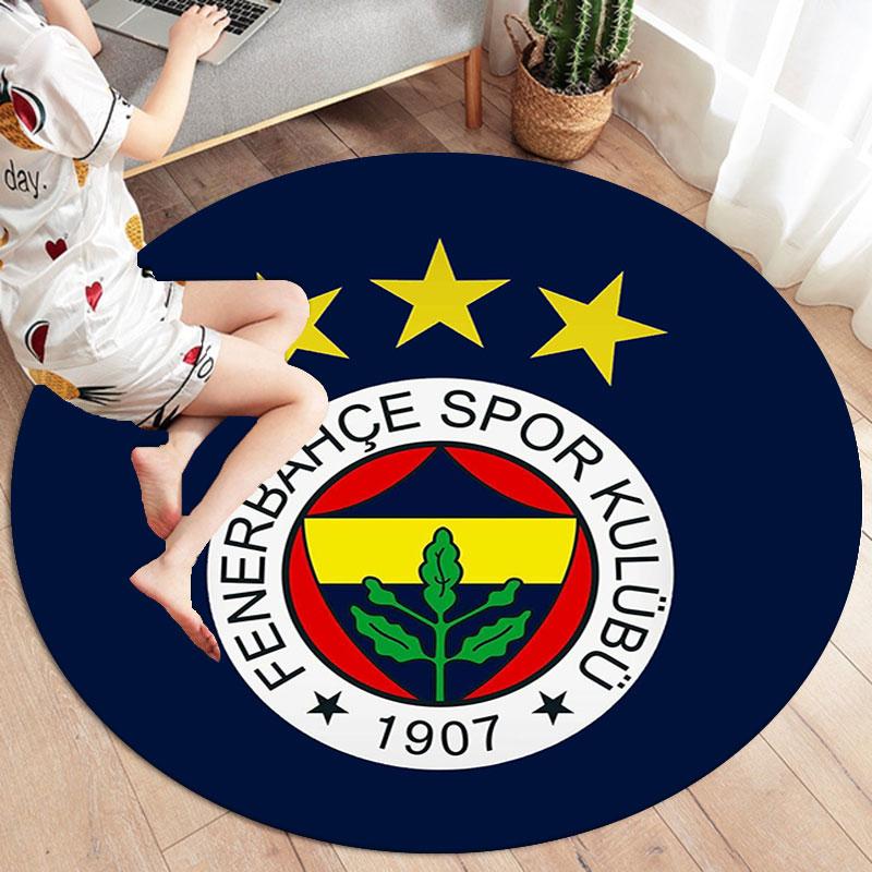 Fenerbahçe Sports Club Round Area Rug,Carpet Rug for Living Room Bedroom Sofa Playroom Decor,Non-slip Floor Mat