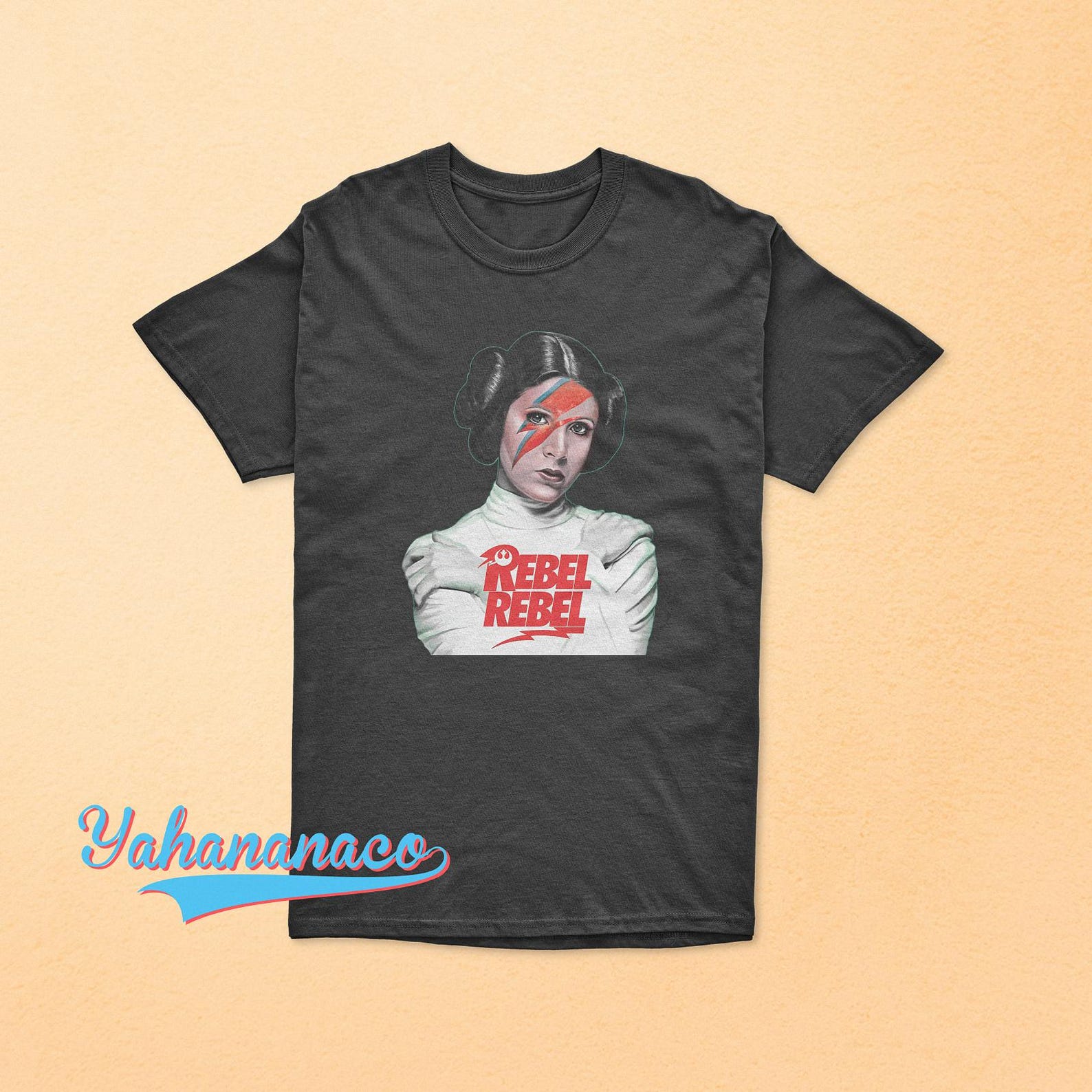 Leia Rebel Rebel T-shirt Leia Organa Bowie Rebel Rebel Star Movie Parody Black White Sport Grey Gildan T-shirt M