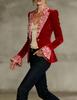 Multi-color Leopard Print Velvet Suit with Bell Sleeves and Faux Pockets - Women's Fashion