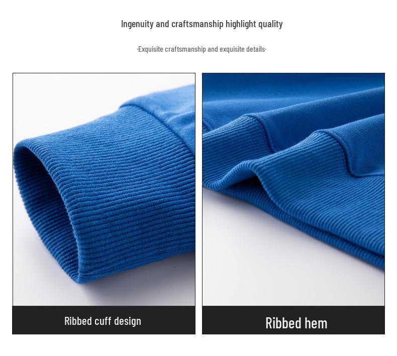 Sweat à capuche à manches longues et col rond en tissu éponge pour homme - Printemps/Automne 2024