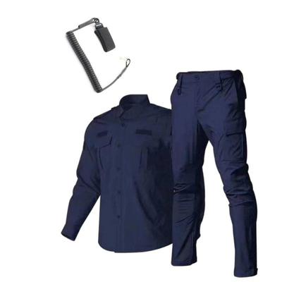 Zwarte werkkleding marineblauwe Security 2 rekbare LS snel drogende uniforme heren cargopak met pistoolkoord