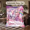 Einhorn-Thema Decke mit individuellem Namen und Text Personalisierte Decke Weiche Gemütliche Decke für Zuhause Sofa Bett