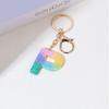 Resin Rainbow Color English Alphabet Tassel Keychain Creative Premium Crystal Epoxy Pendant Bag Pendant