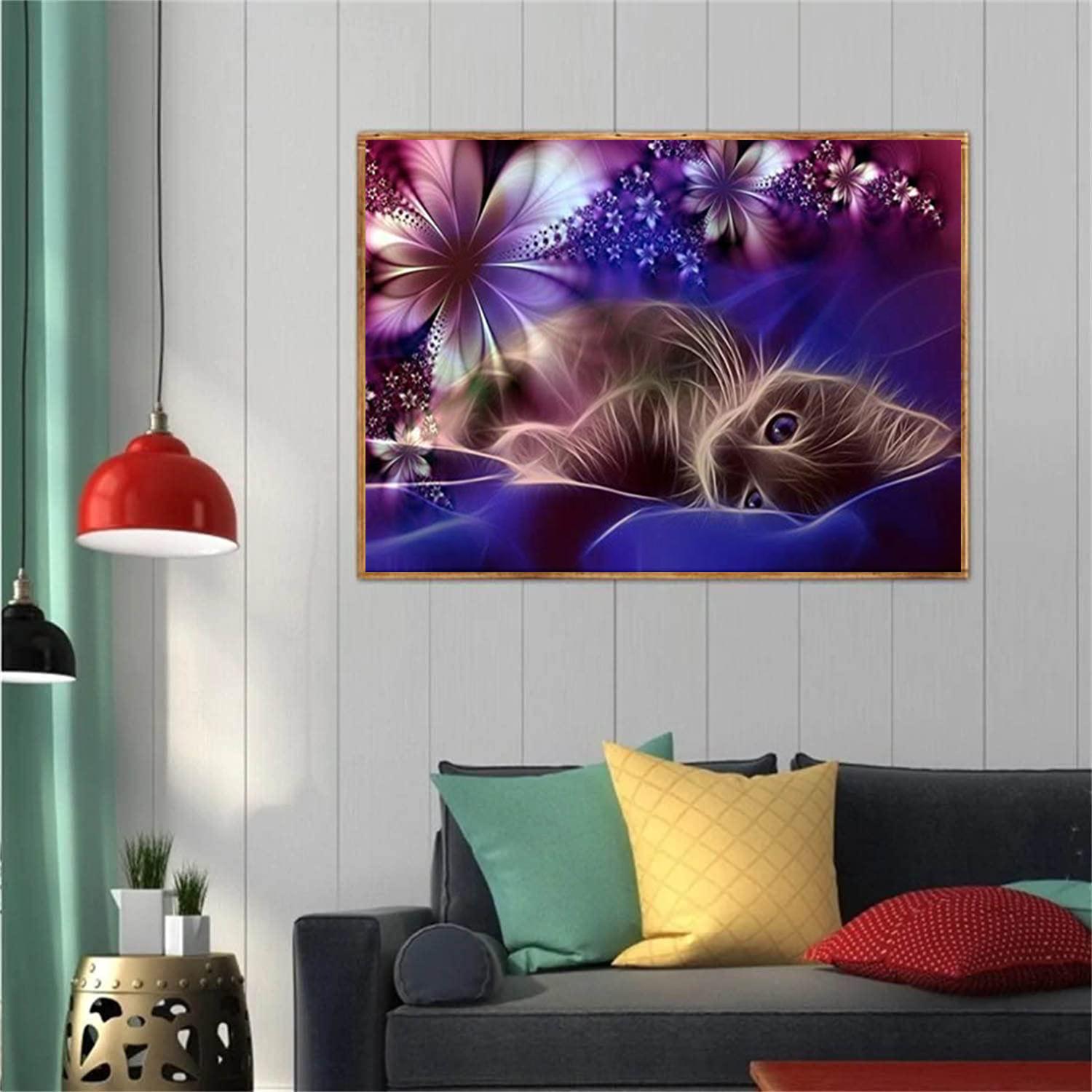 

5D Diy Алмазная картина Черный котенок Набор для вышивки крестом Полный Алмазная вышивка Мозаика Художественная картина Стразы Декор Подарок Full Round 30x40cm