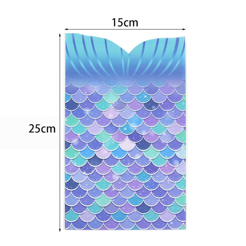 50pcs Mermaid Tail Candy Gift Bag Kid Girl Little Mermaid Theme Birthday Party Supplies Cookie Bag Baby Shower Decoration Favors