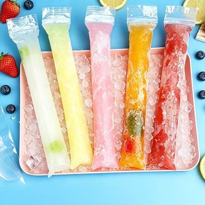 Disposable Popsicle Bags Dual Zipper Seal Ice Pop Bags Food-Grade Freezer Tubes for Yogurt Bars Fruit Smoothies Ice Candy