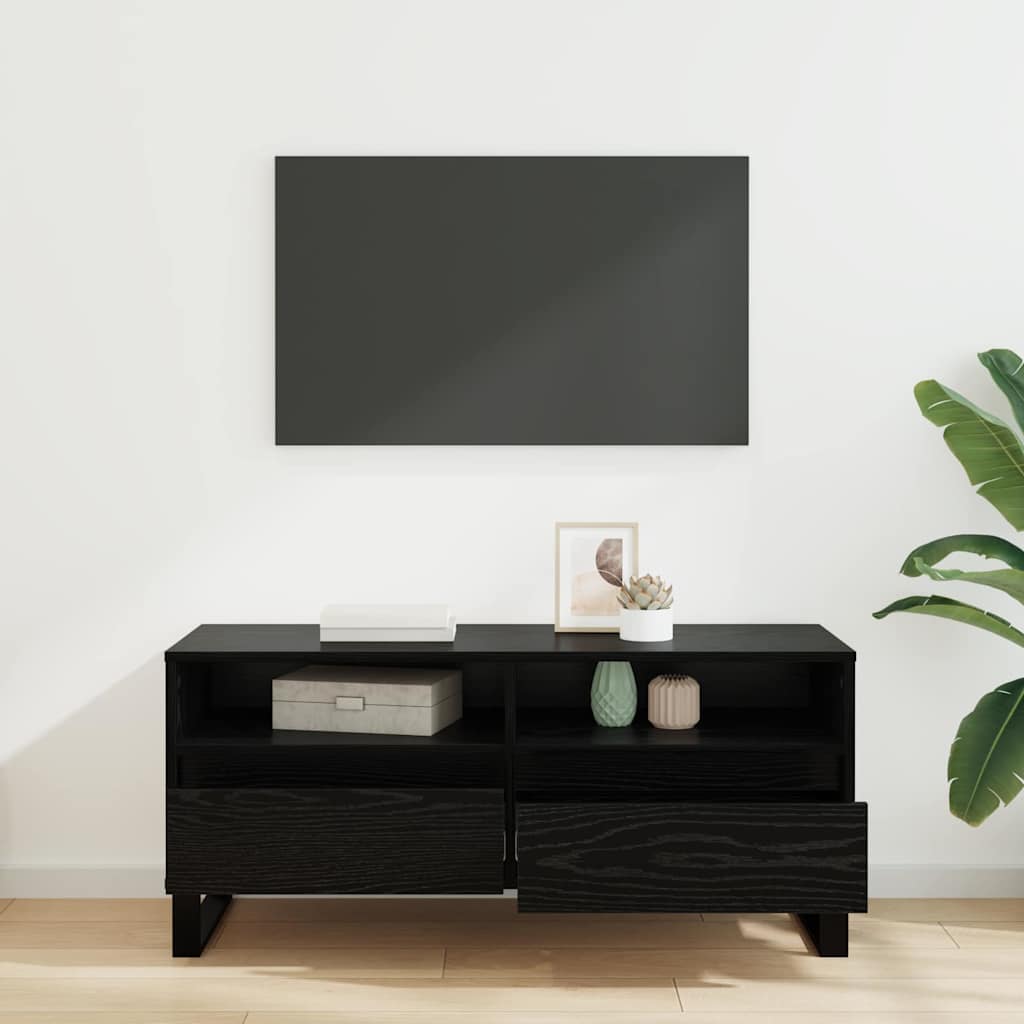 TV Stand Black Oak Effect 100 x 34.5 x 44.5 cm