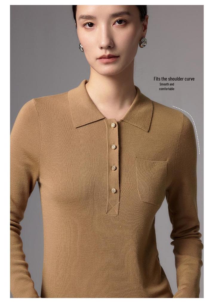 Le Ka Sha 2026 Women's 100% Pure Wool Polo Collar Long Sleeve Knit Pullover