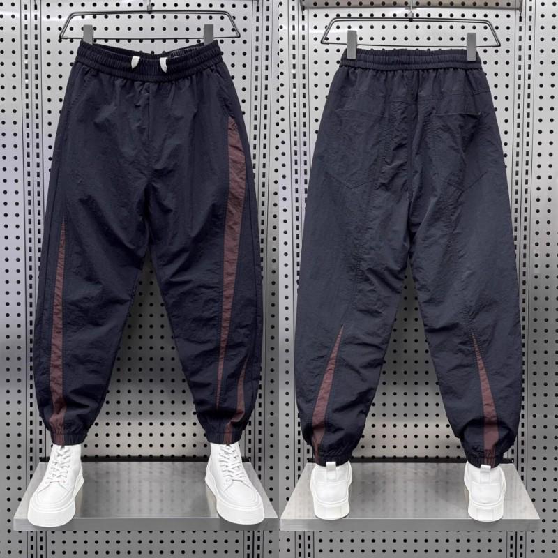 Men's Stylish Ice Silk Quick-Dry Harem Pants - Spliced, Fashionable, Versatile, and Trendy for Spring and Summer.
