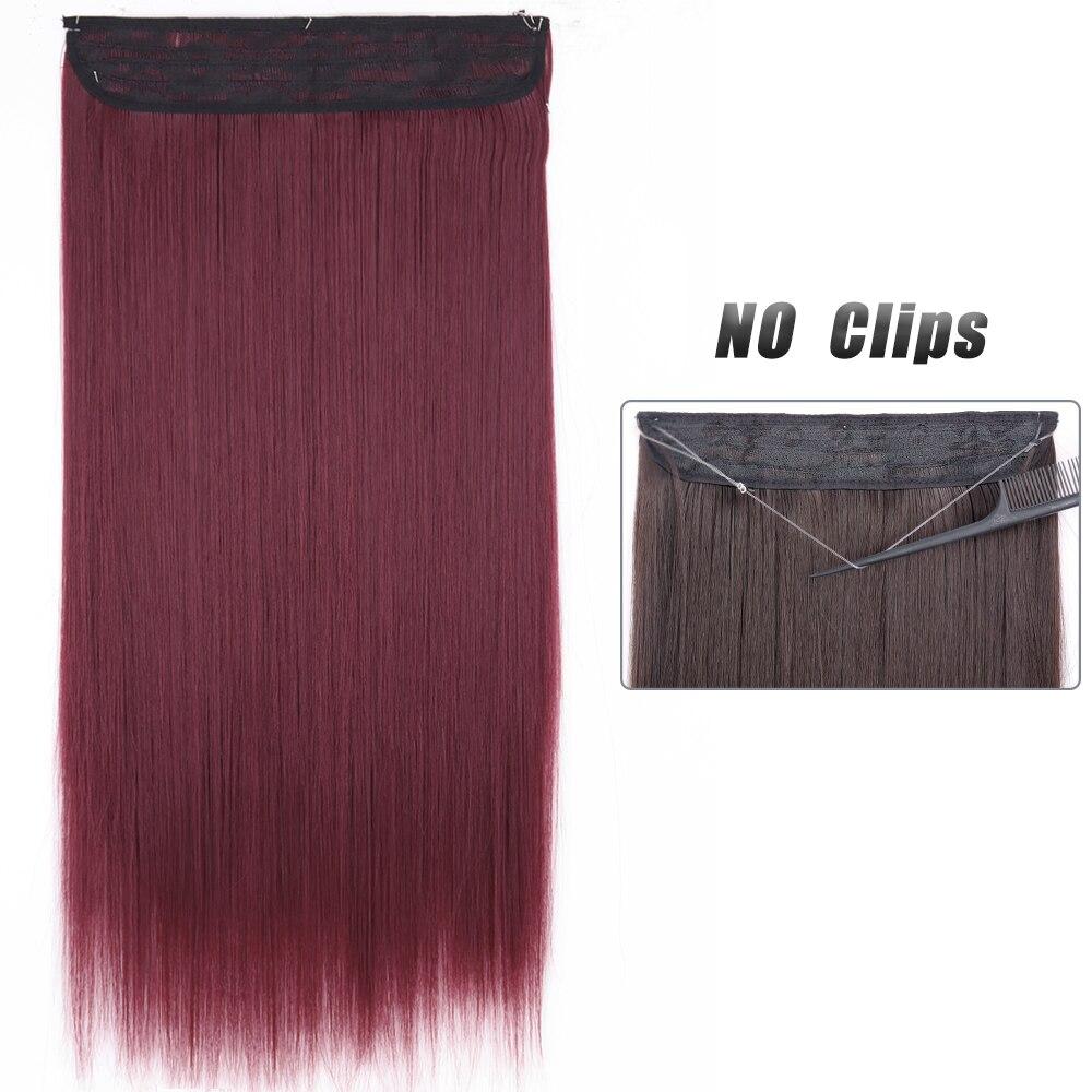 MERISIHAIR Synthetic No Clips Invisible Hair Extensions Straight Natural Black Blonde Brown One Part Hair 80 Cm Hair Extension