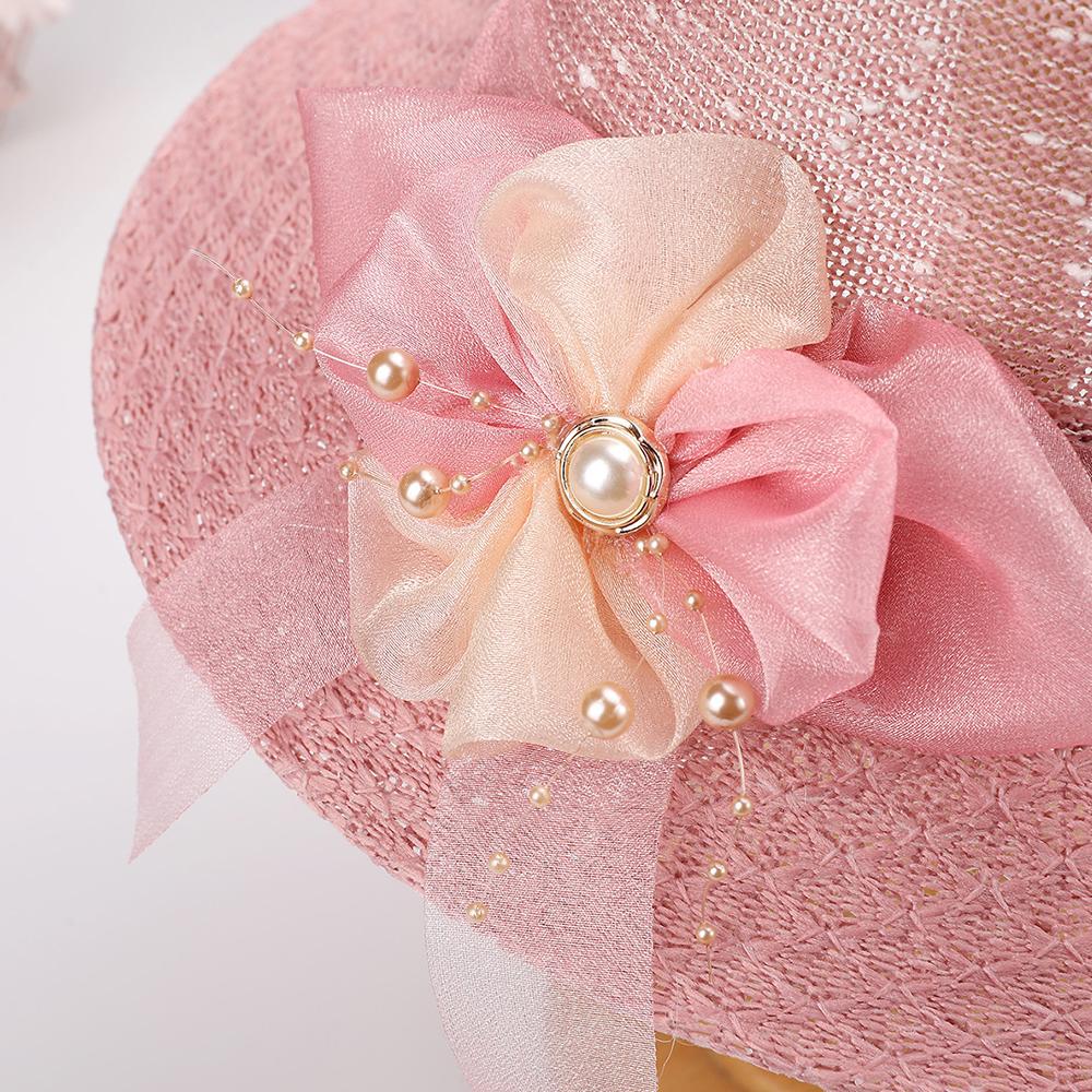 Big Bow Flowers Women Straw Hat Sunscreen Bucket Hat Summer Casual Wide Brim Sun Cap Beach Hat Outdoor Fashion Elegant Foldable
