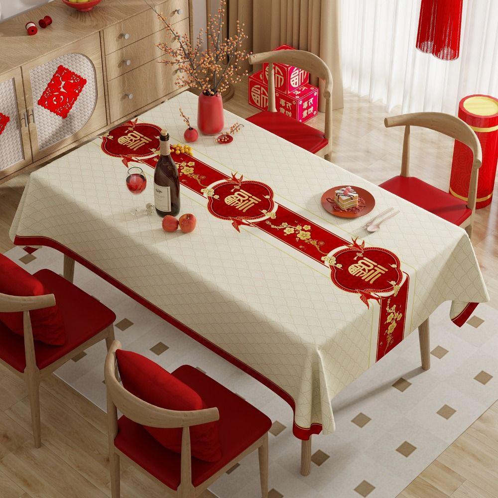 Thickened Chinese-style Tablecloth PVC Tea Table Cover Dessert Table Cover  Wedding