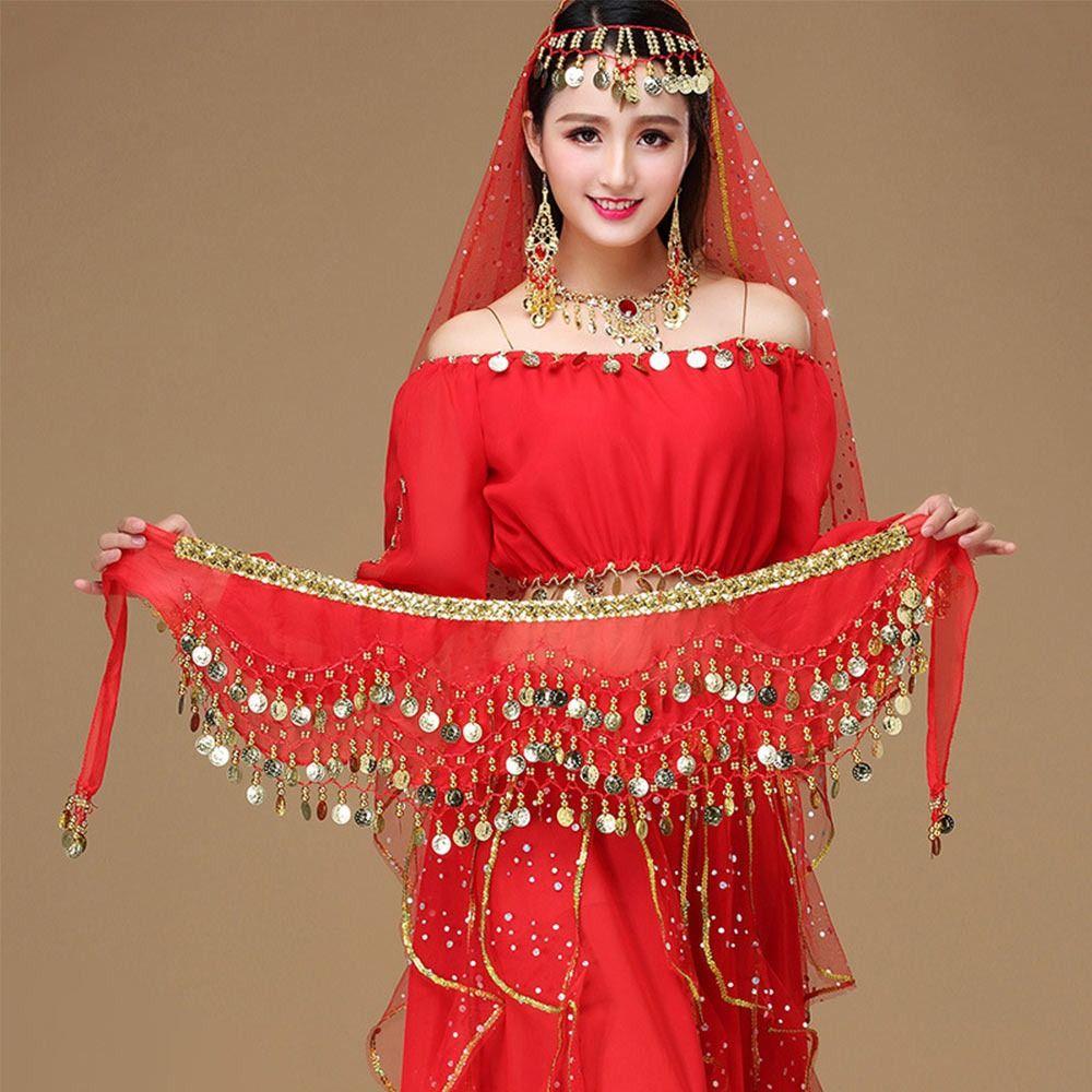 with Gold Color Coin Women Belt Skirt Tassel Belly Dance Belt Fashion Waist Chain Show Costumes