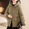 Winter Thickened Down Cotton Coat for Mom Warm Loose Hooded Fashion Short Jacket