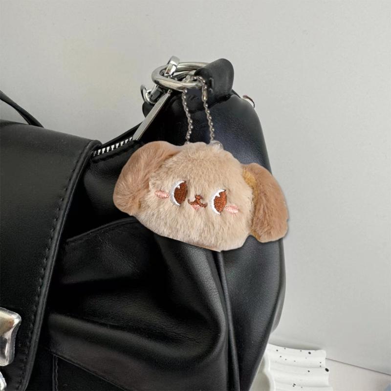 Plush Dog Keyring Charm with Chain, Car Key Holder Handbag Charm Keychain Accessories for Kid Girl Women