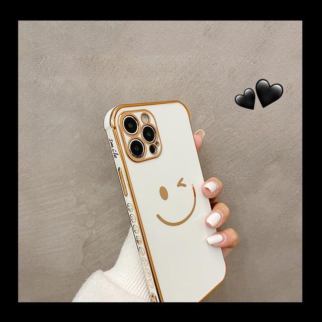 

Роскошный позолоченный чехол-бампер с милым смайликом для Iphone 13 12 11 Pro Xs Max X Xr 7 8 Plus, мягкий силиконовый защитный чехол For Xs Max