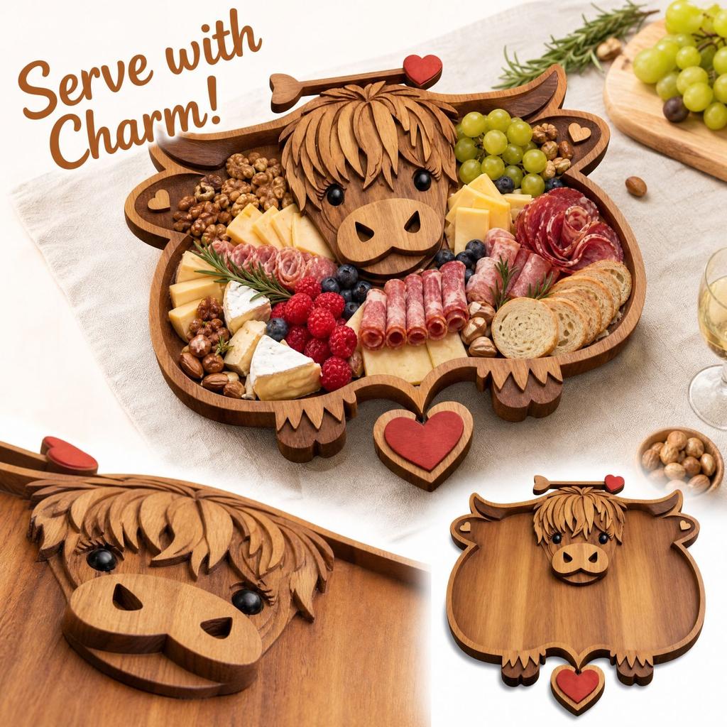Cow Shaped Charcuterie Board for and Meat Serving Platter