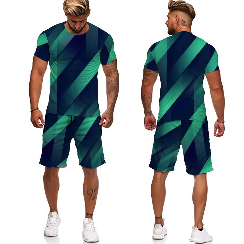 Chándales con estampado abstracto para hombre, camisetas/pantalones cortos/conjuntos con estampado geométrico 3D, ropa informal estilo Hip Hop, trajes de 2 piezas Harajuku para parejas