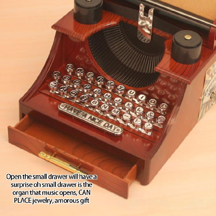 Classical Typewriter Shape Music Box Plastic Wind Up Ornament Plays Clear Melodies for Decorative and Gift Giving