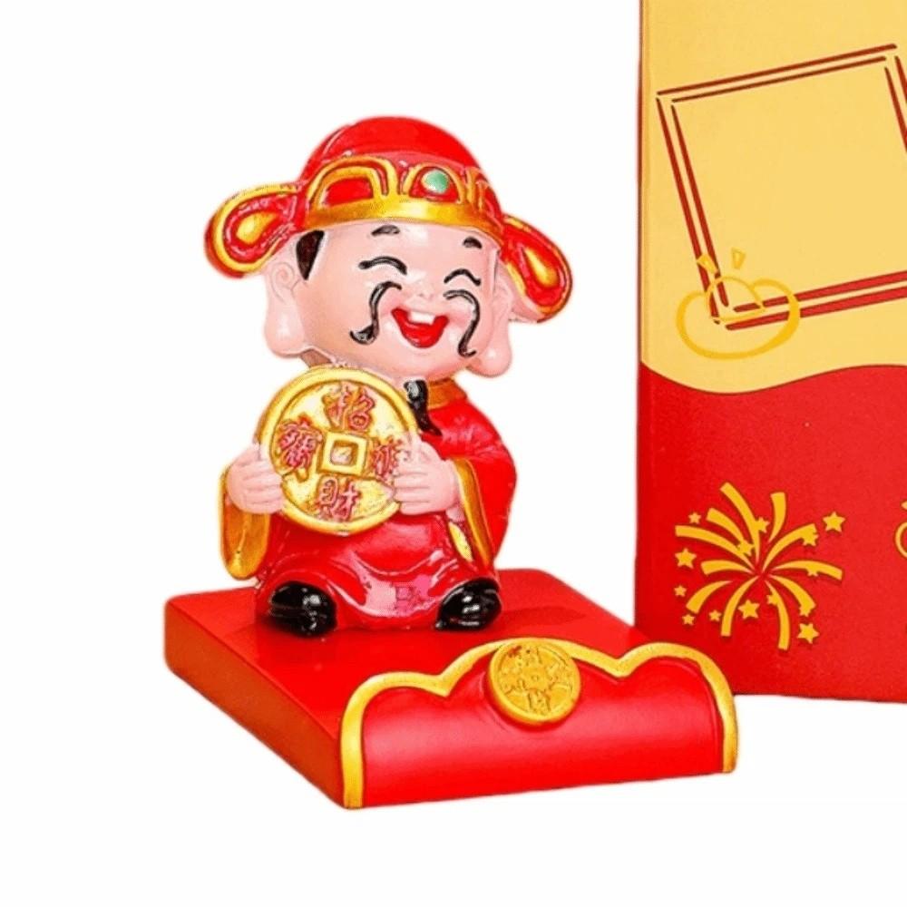 Festival Decorative Statue Chinese Wealth God Ornament Resin Mobile Phone Stand  New Year Gift