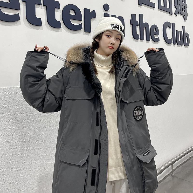 Winter New Large Size Goose Down Jacket Women's Thickened Tooling Pie Overcomes Jacket Couple