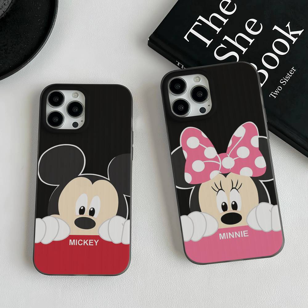 M-Minnie M-Mickey For iPhone 16 15 14 13 12 11 17 Pro Max Plus Wave Corrugated Phone Case Anti Drop Cover