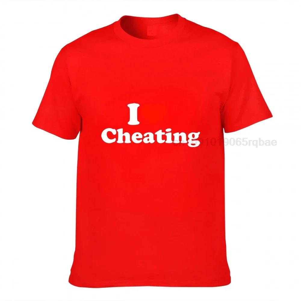 I Love Cheating Unisex Letters T Shirts Heart Graphic Unisex Print Tee Shirts Plus Size Pure Cotton Crew Neck Unisex Tops Shirts