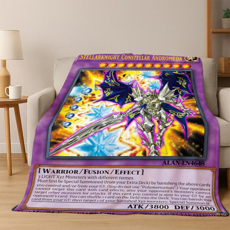 Anime Yu-Gi-Oh Monster Card Cartoon Flannel Blanket Soft Warm Blanket Throw Blanket for Bedroom Living Room Bed Picnic Kid