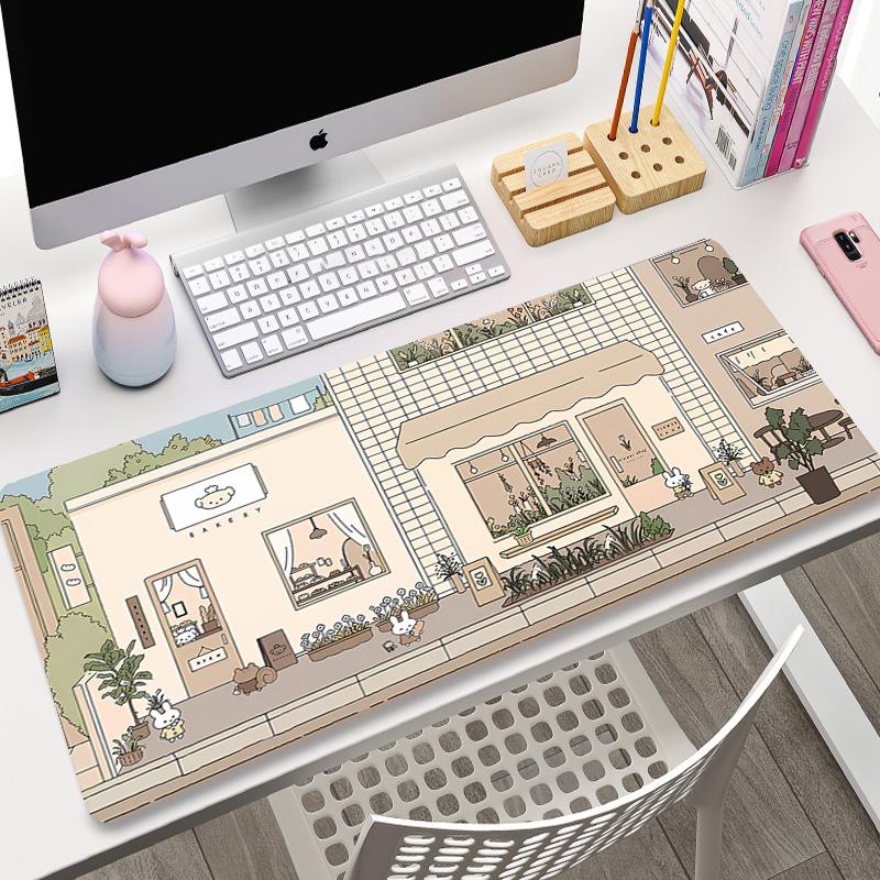 Kawaii Mousepad XXL Custom Home Computer Keyboard Desk Pad Green Plant Desk Mats Laptop Anti-slip Table Mat Cute Bunny Mouse Pad