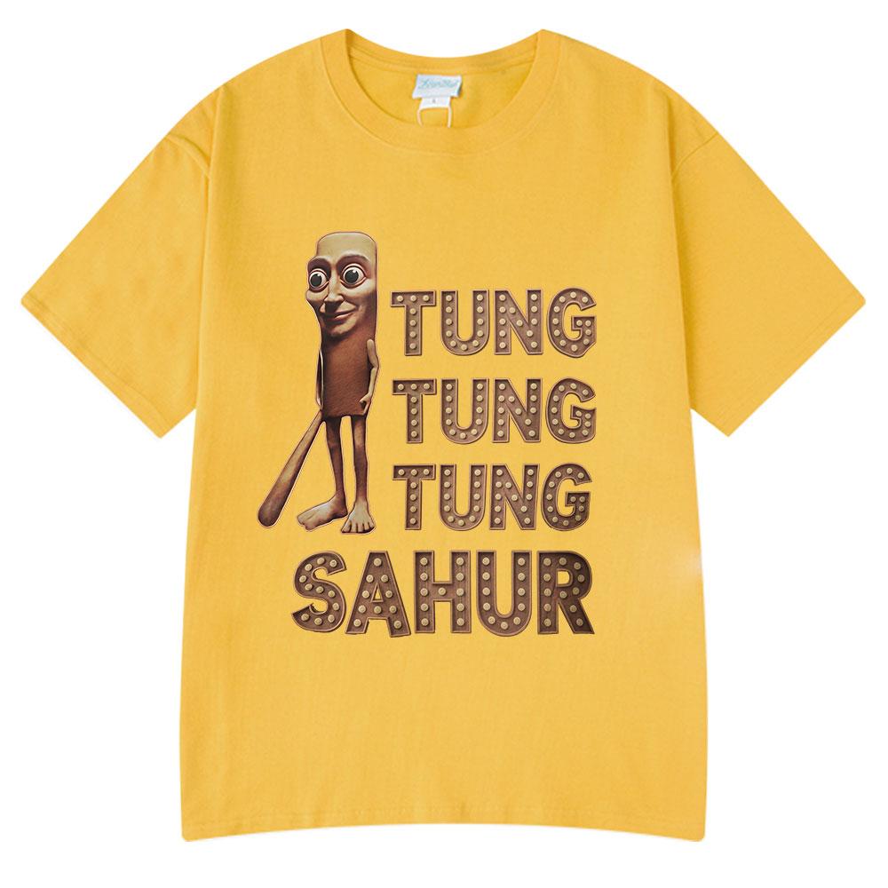 Tung Tung Tung Sahur Lustiges Italienisches Gehirnfäule Baseballschläger Meme T-Shirt Unisex Kleidung Mode T-Shirts Unisex Sommer Rundhals T-Shirt