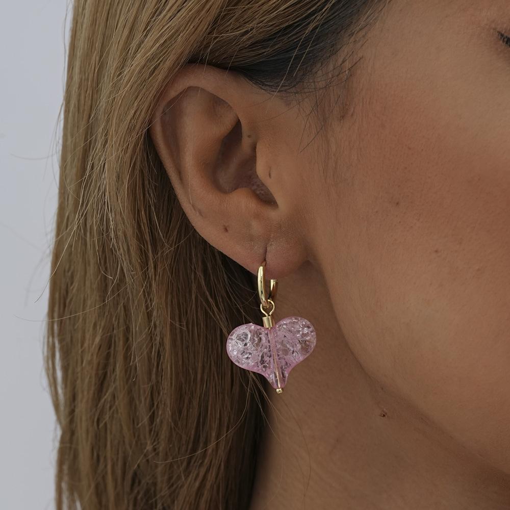 Pink Heartshaped Unique Hoop Earrings For Women Trendy European And Style American