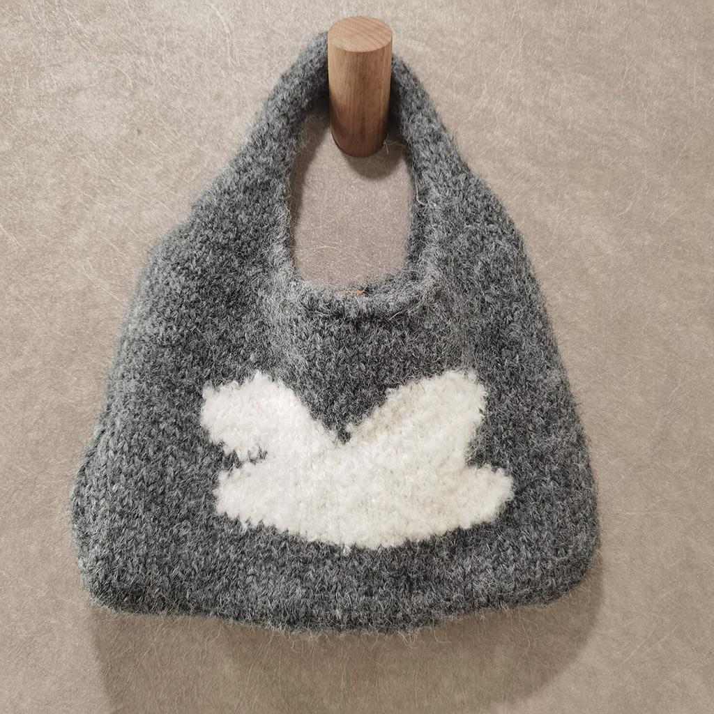 Plush knit bag, small bag, autumn/winter handheld, cute fluffy handbag, winter knit bag