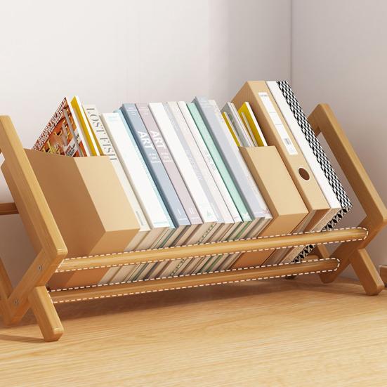 Desktop Book Shelf Bamboo Book Organizer Storage Rack Office Desk Wooden Book Magazine Display Tilting Bookcase Book Holder Stand