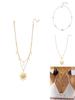 Ensemble de colliers géométriques en acier inoxydable avec cœur en perle et soleil creux pour un style vacances d'été