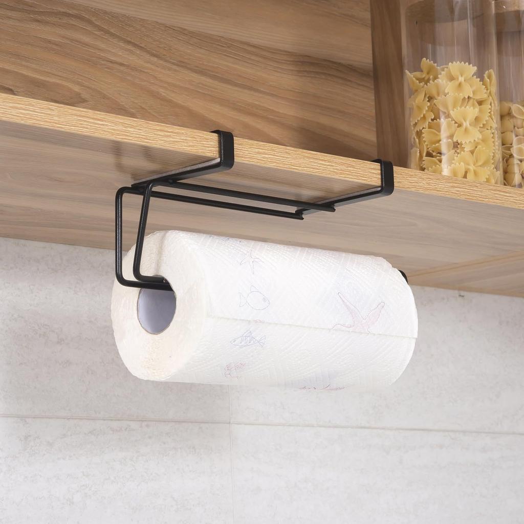 Black Cabinet Door Paper Towel Holder Easy To Install Kitchen Cabinet Paper Towel Holder Metal Crafts
