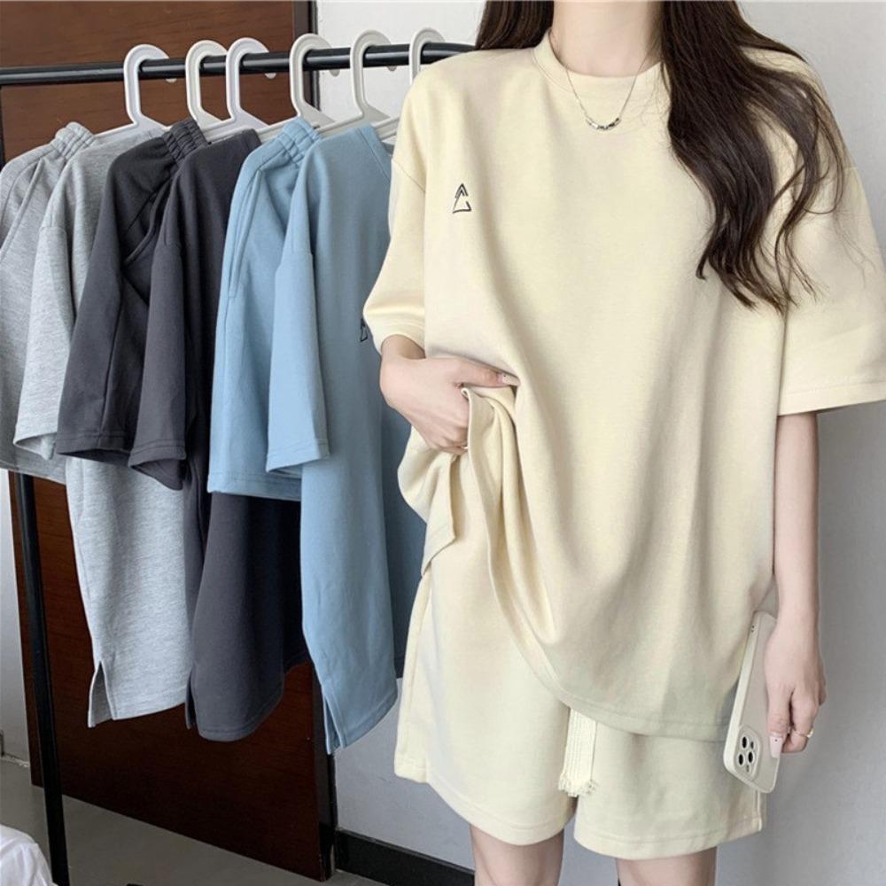 Loose Two-piece Tracksuit Women Solid Color Women's Suit Soft Summer Two-piece Suit  Female